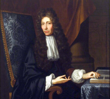 painting of Robert Boyle wearing a long wig