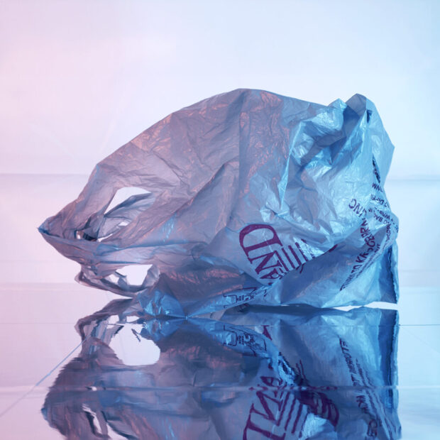 plastic bag with a colorful background